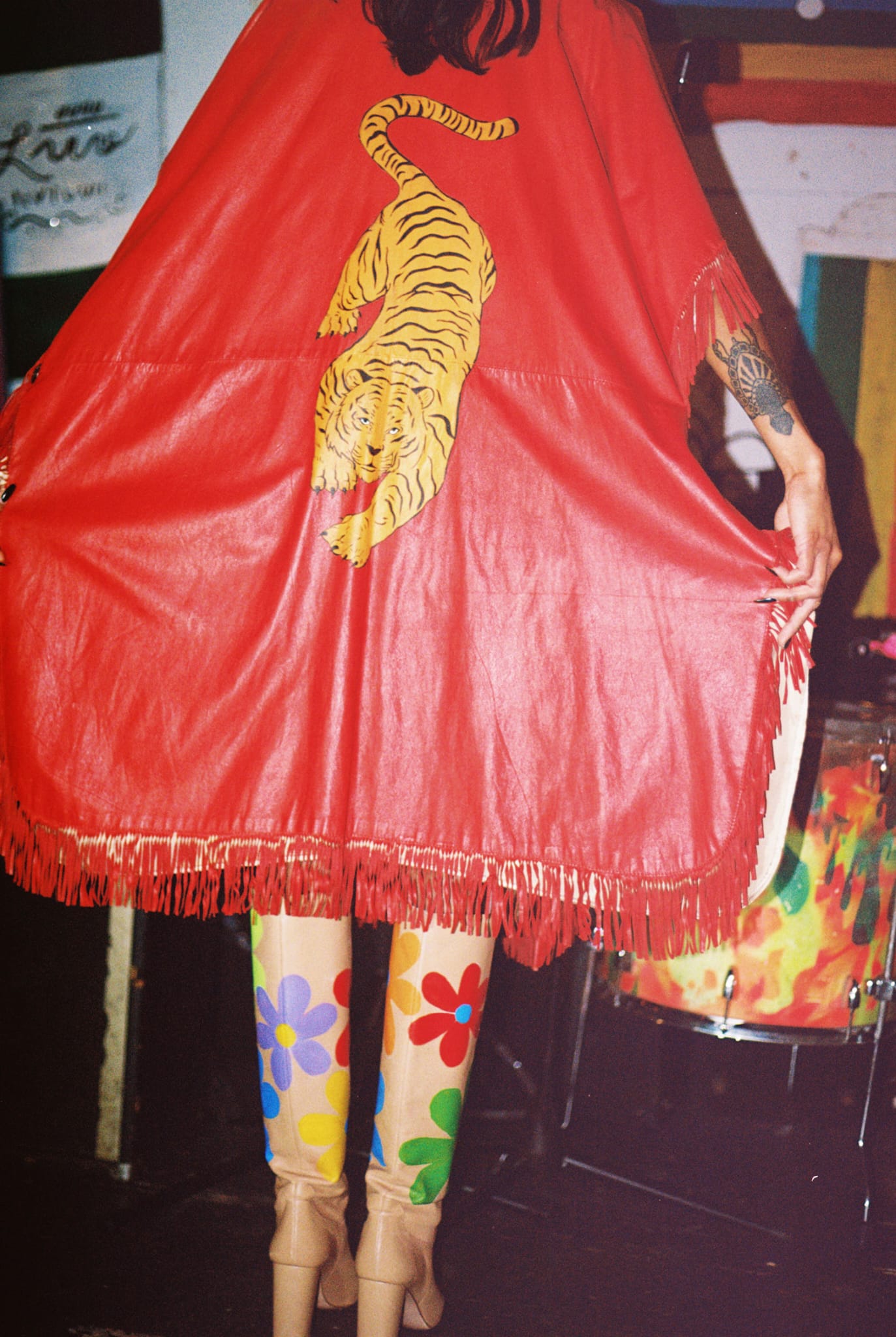 Leather Boots With Hand Painted Flowers