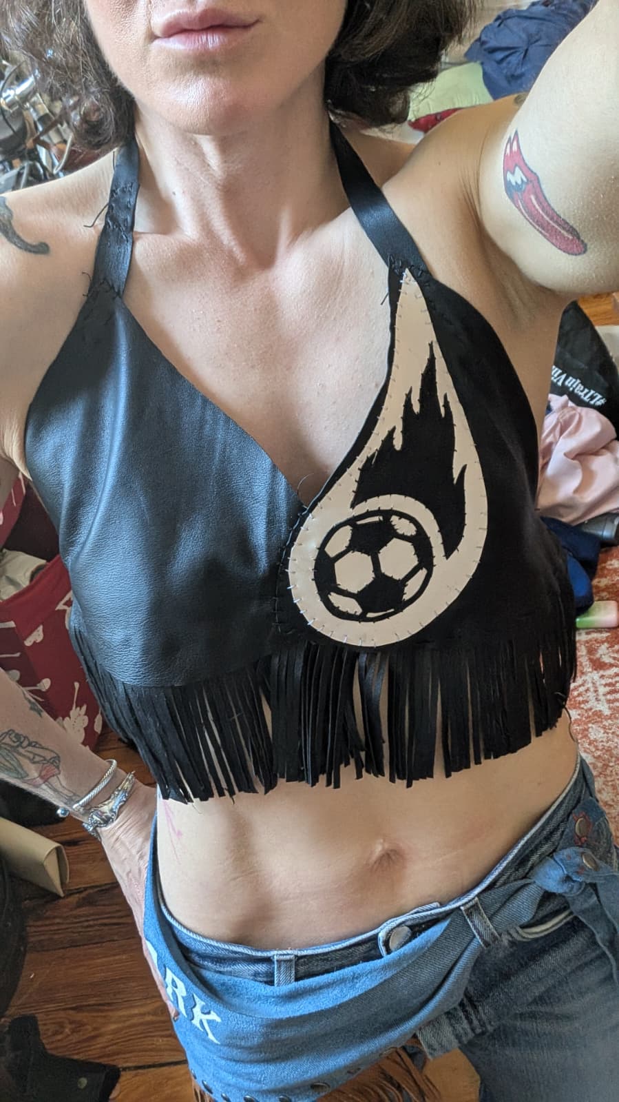 World Cup Leather Halter Top