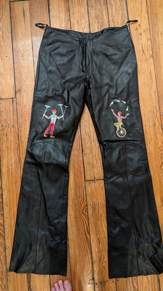 Circus Theme Leather Pants