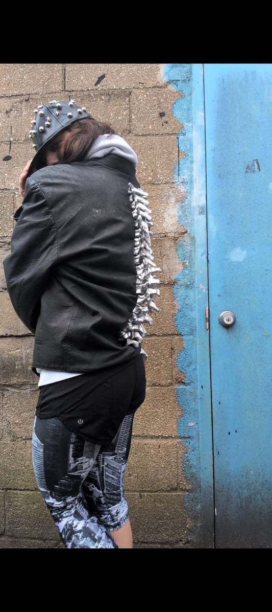 3D Printed Spine Leather Jacket
