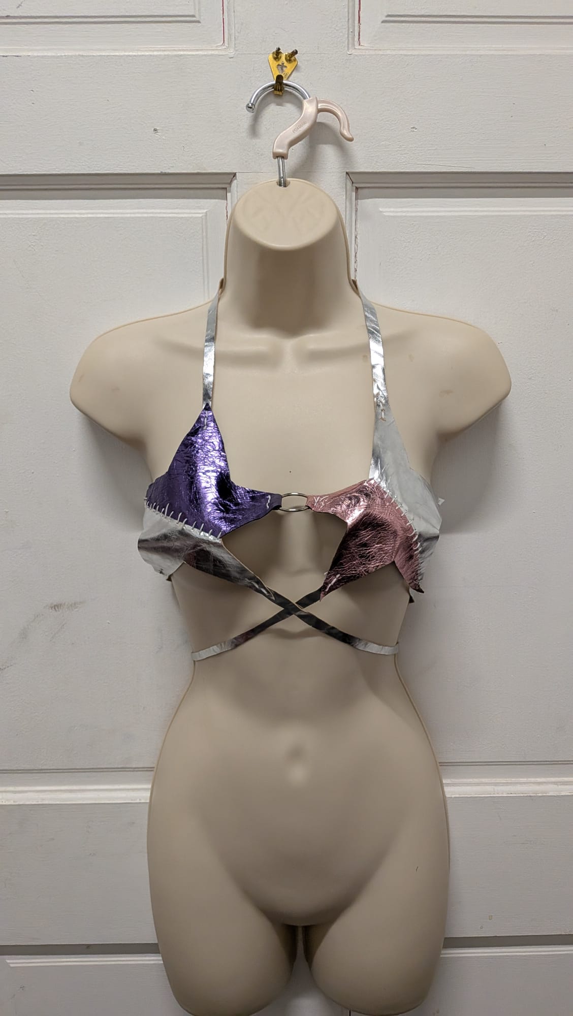 Metallic Leather Halter Top