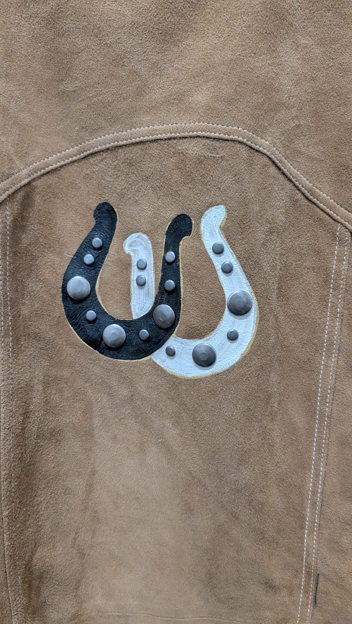Suede Button Down Horseshoe Ying & Yang Jacket