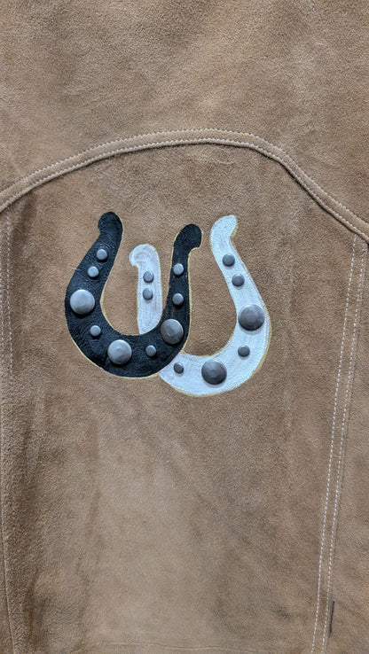 Suede Button Down Horseshoe Ying & Yang Jacket