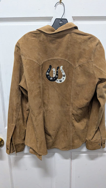 Suede Button Down Horseshoe Ying & Yang Jacket